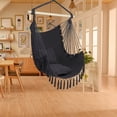 thumbnail image 5 of IVV Hammock Chair Hanging Rope Swing Chair, Pole and 2 Pillows Included, Boho Macrame Cotton Hanging Chair for Indoor or Outdoor (Gray), 5 of 8