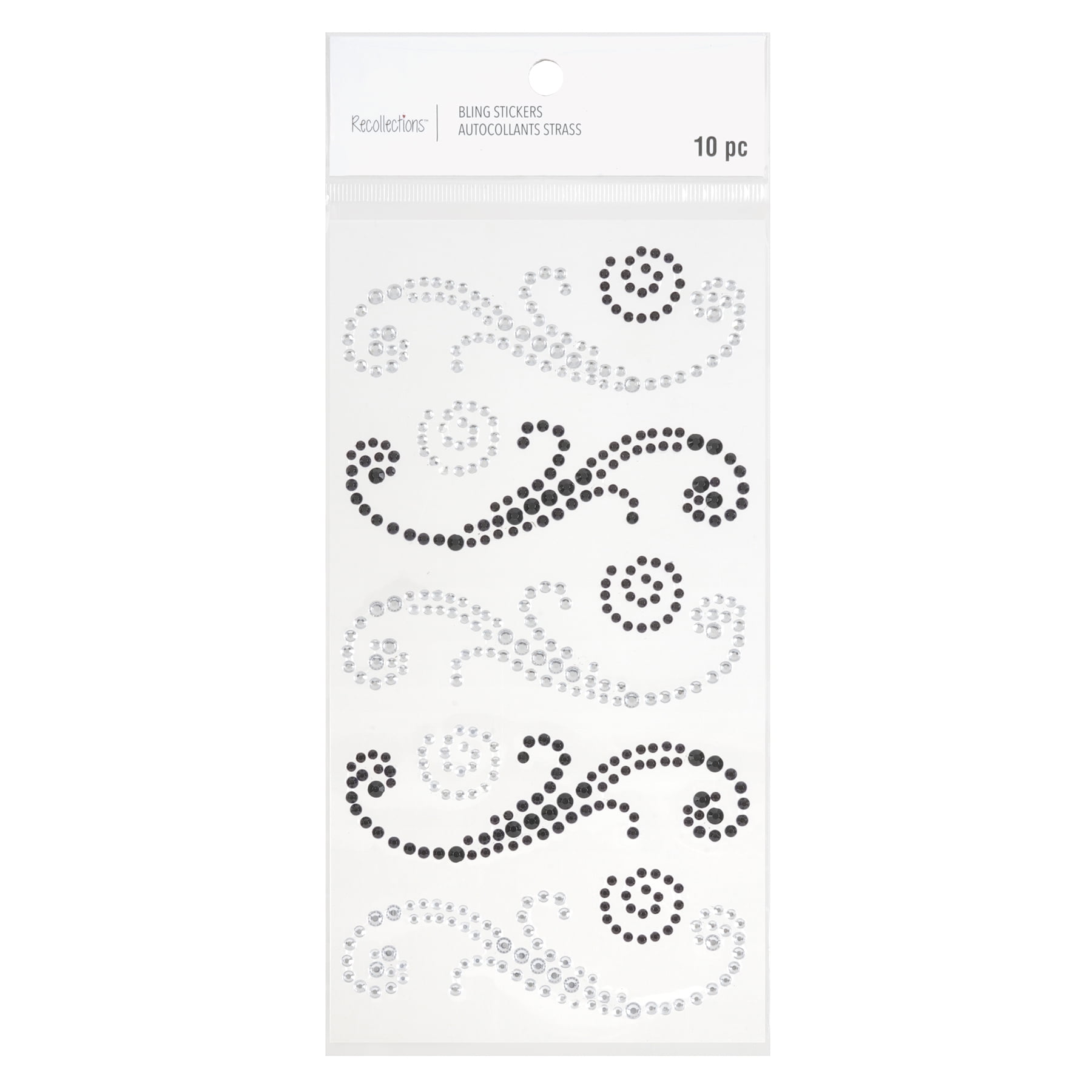 Recollections Black & Silver Rhinestone Flourish Stickers, 12 Packs: 10 ct. (120 total)