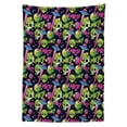 thumbnail image 3 of Ambesonne Emoji Tablecloth Rectangular Table Cover, Outer Space Alien Skull Print, 52"x70", Lime Green and Hot Pink, 3 of 4