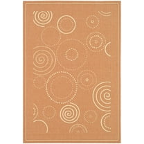SAFAVIEH Courtyard Hugo Geometric Indoor/Outdoor Area Rug, 4' x 5'7", Terracotta/Natural