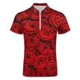 thumbnail image 4 of Valentine's Day Rose Flower Men Zipper T-shirt Summer Casual Short Sleeve T-shirt Top, 4 of 7