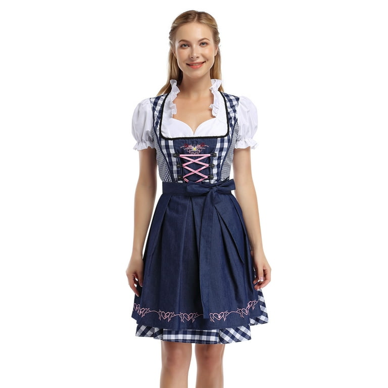Women s German Dirndl Beer Dress Costumes for Bavarian Oktoberfest Carnival S Walmart