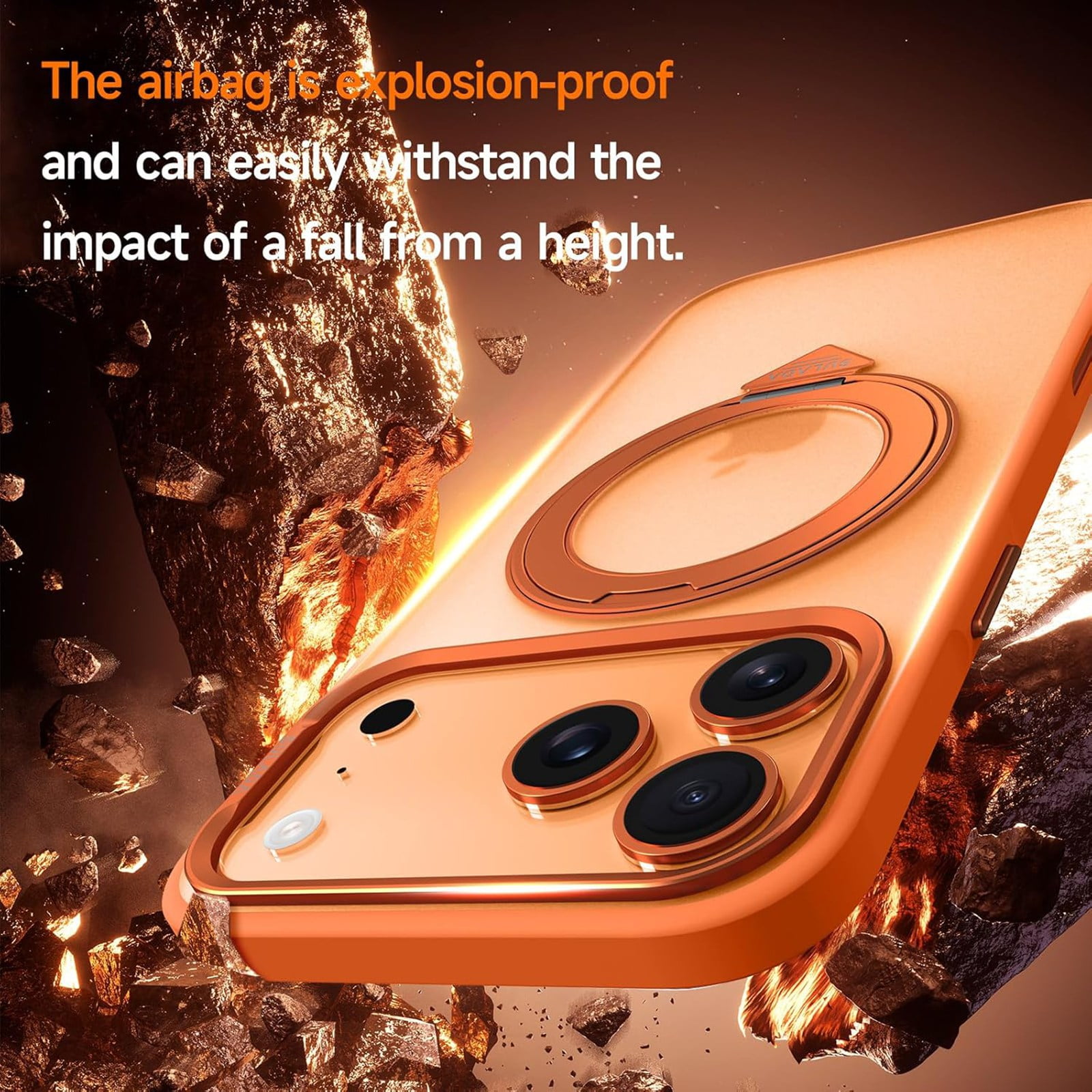 ELEHOLD Magnetic Case for 17, Compatible with Mag-safe,  Shockproof 360°Rotating Kickstand TPU Frame Matte PC Back Military Grade Phone Case for Men Women,Gray