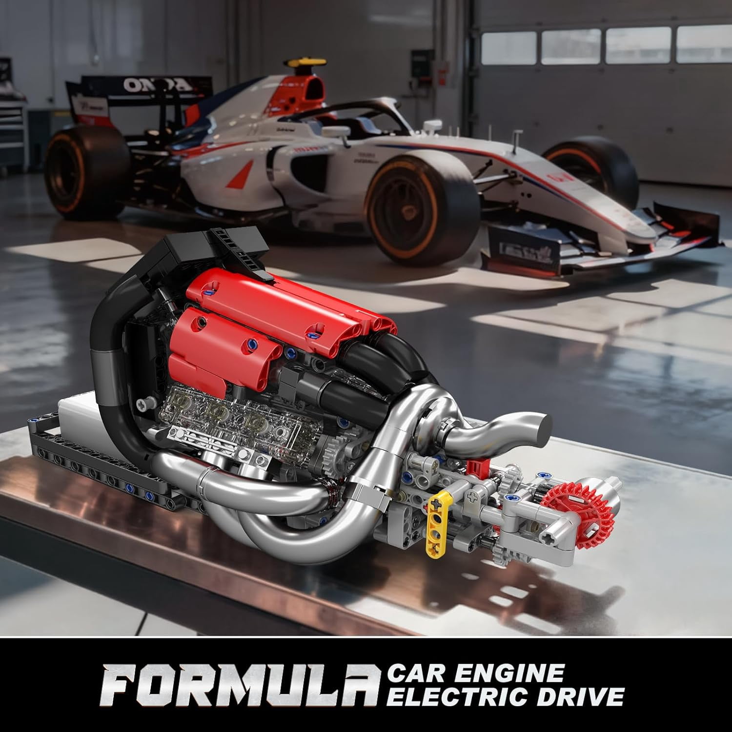 Racing Car Engine Building Kit, Build Your Own Engine Model Kit That Run, STEM Engineering & Physical Science Experiment Set with Battery & Motor