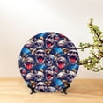 thumbnail image 6 of Daiia rock Skull blue record Printed Pattern Ceramic Plate Dinner Plates Bone China Decorative Plates with Display Stand Art Ceramic Ornaments for Wall Hanging Decoration-10in, 6 of 6