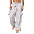 thumbnail image 2 of Leesechin Men's Baggy Cargo Pants Trendy Casual Parachute Pant Loose Fit Harem Joggers with Pockets for Streetwear, 2 of 7