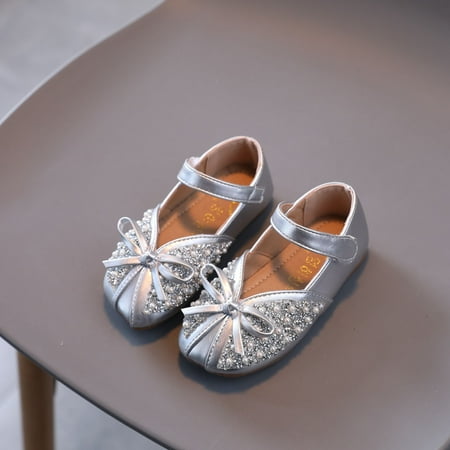 

QISIWOLE Toddler Shoes Baby Girls Cute Fashion Pearl Bow Sequins Non-slip Small Leather Princess Shoes Discount