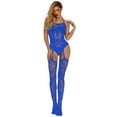 thumbnail image 3 of LowProfile Lingerie Bodysuit for Women Mesh Hollow Fishnet BabyDoll Underwear Nightwear Overalls Blue, 3 of 5