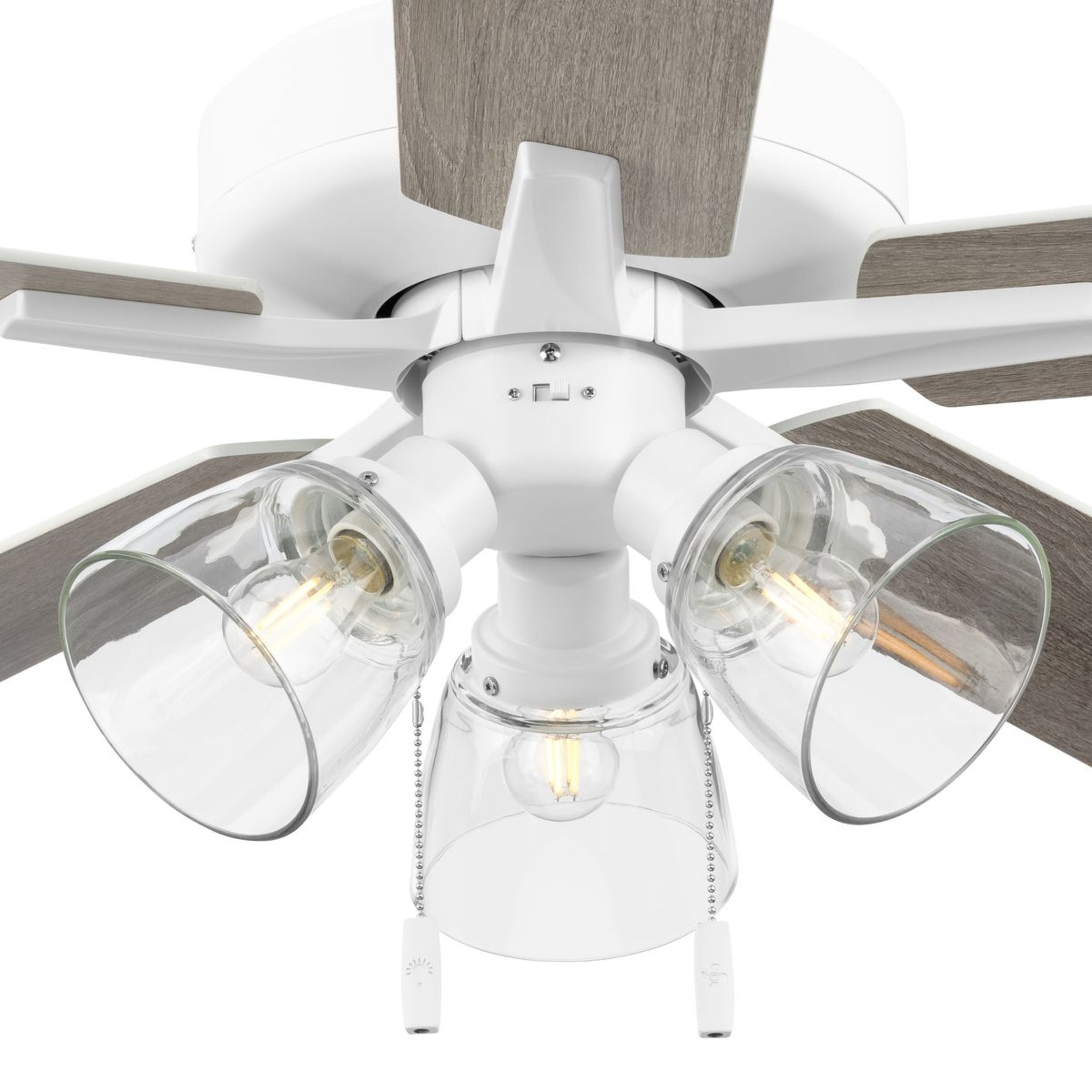 Bennett 52" White 3 Light 5 Blade Ceiling Fan with LED Light Kit and Clear Glass Shades