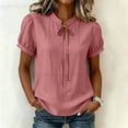 thumbnail image 5 of DeHolifer Women's Summer Tops V-Neck Solid Color Casual Lightweight Short Sleeve Tee T-Shirts Pink XL, 5 of 8