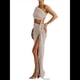 thumbnail image 2 of Conjuntos de Vestidos de Noche Asimétricos con Abertura Alta para Playa y Verano para Mujer Gris M, 2 of 7