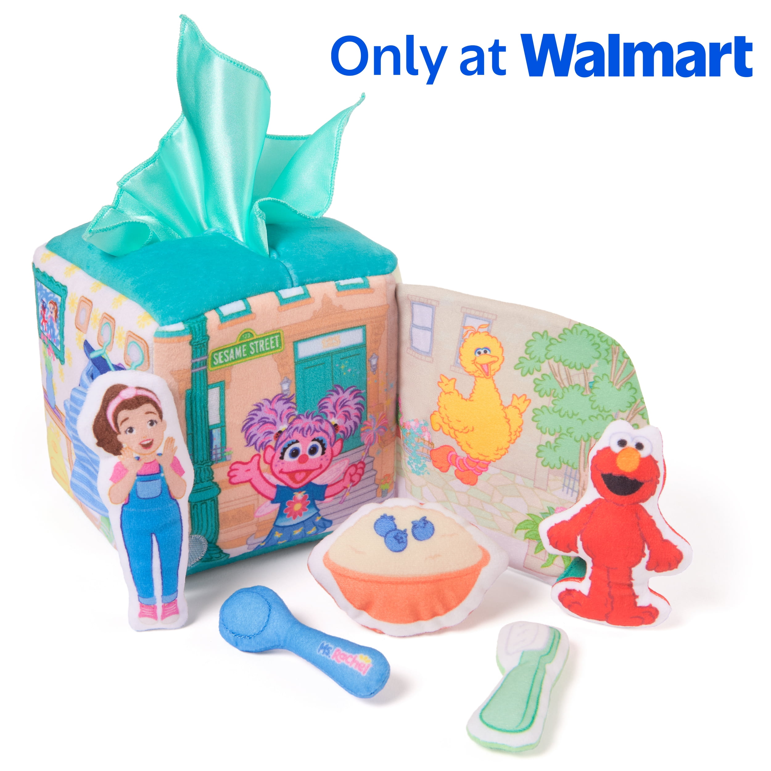 Ms. Rachel x Sesame Street, Coffret Surprise Learning Box avec peluches Elmo et Ms. Rachel, jouets éducatifs avec animaux en peluche, jeux et activités sensoriels pour bébés, jouets pour filles et gar