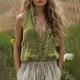 thumbnail image 2 of Vestidos Casuales Para Mujer, Blusas De Mujer De Moda Camisa sin mangas de lino con cuello en V y bolsillo de color liso para mujer, primavera y verano, 2 of 6