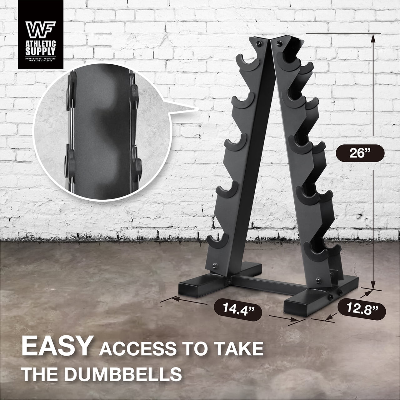 WF Athletic Supply Heavy Duty A-Frame Dumbbell Storage Rack, Steel Dumbbell Holder, Dumbbell Stand and Weight Racks for Home Gym Dumbbell Storage, Sizes Option Available