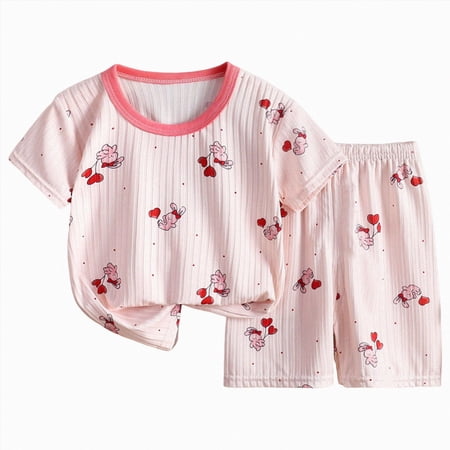 ZHANGDER Toddler Baby Boy Outfit Summer Outfits Short Sleeve T-Shirt Tee Tops + Shorts Clothing Set 2 Piece Spring Summer Clothes Pink 18-24 Months