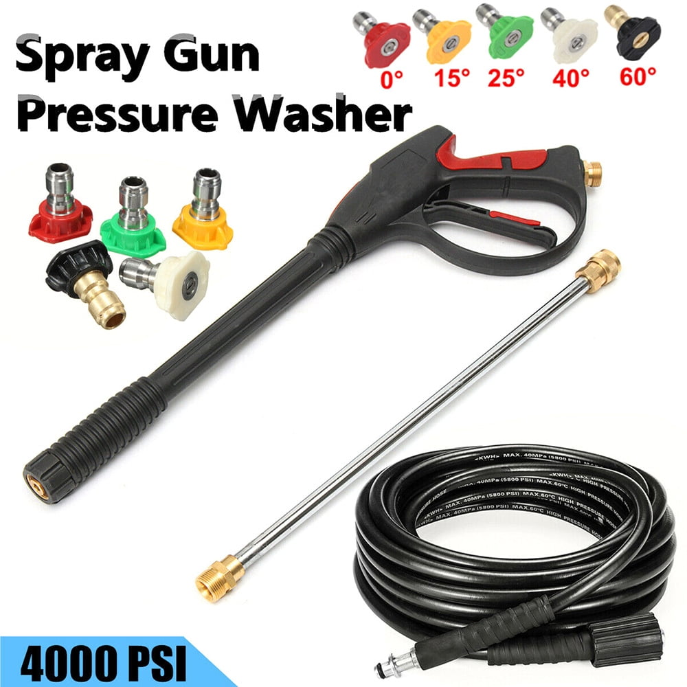 4000PSI Washer Gun High Pressure Spray Foam Lance 5Color Nozzles Water Hose Kit 