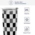 thumbnail image 3 of 12 Oz Stainless Steel Vacuum Insulated Tumbler Black White Gray Checkered Coffee Cup with Lids and Straw Double Wall Water Travel Mug for Hot and Cold Drinks for Home Office, 3 of 5