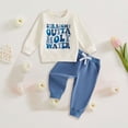 thumbnail image 2 of Boys 2 Piece Clothing Set Letter Print Pullover Sweatshirt and Joggers Funny Graphic Outfit for Toddler Kids 6 Months-3 Years, 2 of 3