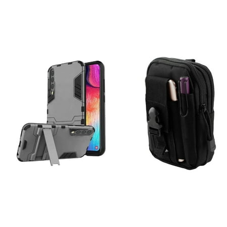 Bemz Dynamite Series Compatible with Samsung Galaxy A50 (2019) Case, Shockproof Hybrid with Stand (Gunmetal Gray), Tactical MOLLE Organizer Travel Pouch and Atom