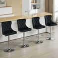 thumbnail image 2 of Velvet Bar Stools Set of 2 Modern Counter Height Bar Stools with Lion Pull Ring Tufted Back, Nailhead Upholstered Barstools for Home Kitchen Island, Swivel Adjustable Stool Chair in Black, 2 of 8