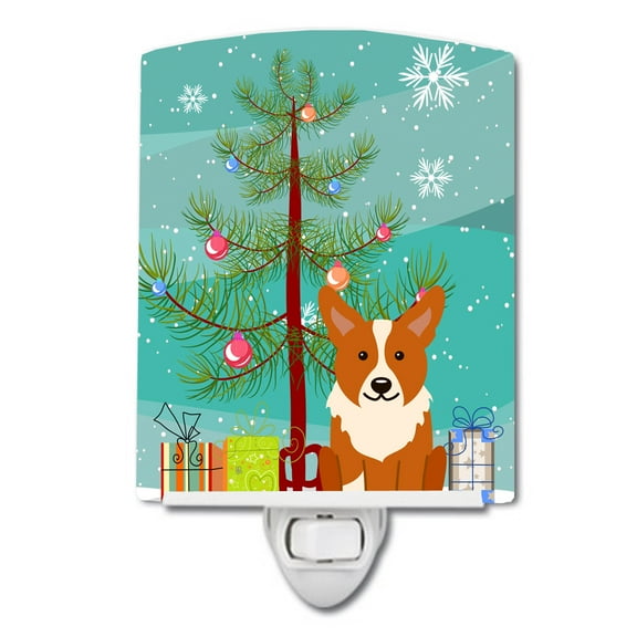 Caroline's Treasures BB4225CNL Merry Christmas Tree Corgi Ceramic Night Light, 6x4x3", multicolor