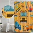 thumbnail image 5 of Small Stall Shower Curtain 36x72 Inch Narrow Half Size Orange Cartoon Truck Bath Curtains Bathroom Decor, Cute Engineering Vehicle Waterproof Fabric Shower Curtain Set with Hooks 36 Inch, 5 of 7