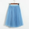 thumbnail image 4 of Skirts for Women A Line Pleated Skirt Mid Long Tutu Ruffle Mesh Vintage Chiffon High Waist Summer Clothes for Women Sky Blue One Size, 4 of 5
