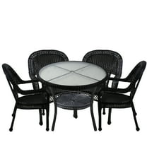 5-Piece Black Resin Wicker Outdoor Dining Set
