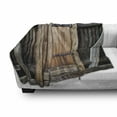 thumbnail image 2 of Antique Soft Flannel Fleece Blanket, Rustic Antique Wooden Door Exterior Facades Rural Barn Timber Weathered Display, Cozy Plush for Indoor and Outdoor Use, 50" x 70", Brown Orange, by Ambesonne, 2 of 5