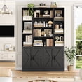 thumbnail image 6 of Hiphuta 71" Tall Modern Bookcases with 2 Double Door Cabinet, 47"Wide Wooden Storage Bookshelf for Living Room Home Office Entryway, Black, 6 of 8