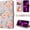 Purple Rose, variant on Wallet Case for iPhone 12/iPhone 12 Pro 6.1 inch, PU Leather Phone Case Kickstand RFID Blocking Flip Case with Card Slots Wrist Strap Relief Engraved Pattern Magnetic Closure Folio Case - Vine