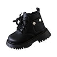 thumbnail image 4 of HAOTAGS Girls Martin Boots, Side Zipper Lace Up Soft Sole Non Slip Short Princess Boots for Kids Students Black Size 10 Little Kids, 4 of 7