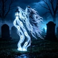 thumbnail image 6 of Halloween Animated Grim Reaper Garden Light with Solar Powered Ghost Lawn Stake, Glowing Ghost White LED Soul Effect for Creepy Outdoor Yard Graveyard Display,1 PC, 6 of 7