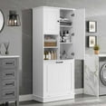 thumbnail image 3 of Tall Storage Cabinet Adjustable Shees, Large Flip-Out Basket & Enclosed Cabinets â Perfect for Bathroom, Living Room, or Office, MDF Material with Aluminum Alloy Handles, 3 of 11