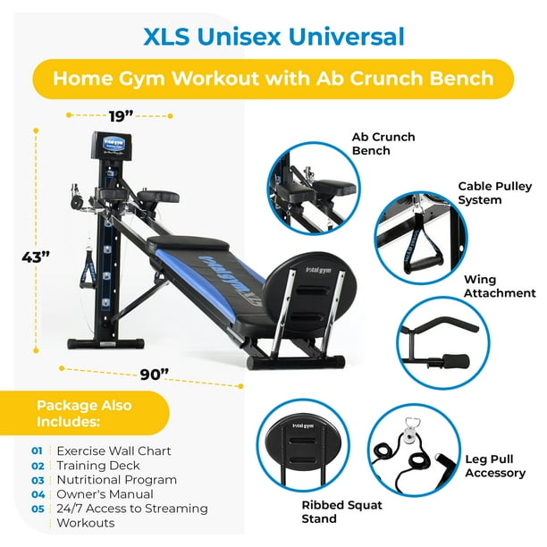 Total Gym XLS Unisex Universal Home Gym Workout Machine w/Ab