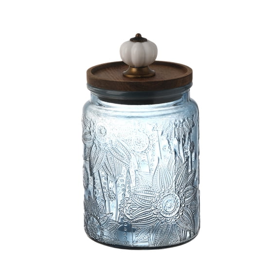 Glass Jar with Airtight Lid – Vintage Storage Canister for Kitchen Pantry, Container for Candy, Sugar, Coffee, Cookie, Tea, Salt, Treat, Snack, Blue