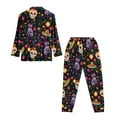 thumbnail image 5 of DISNIMO Women 2 Piece Lounge Sets Skull Flower Printed Long Sleeve Top and Long Pants Sets Button Down Sleepwear V Neck Comfy Pjs Loungewear Set with Pocket, 5 of 7