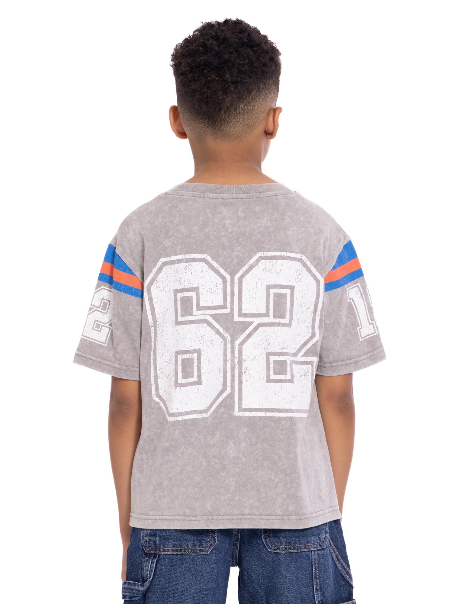 Spider-Man Boys Mineral Washed Graphic Football Tee with Short Sleeves, Sizes 4-18