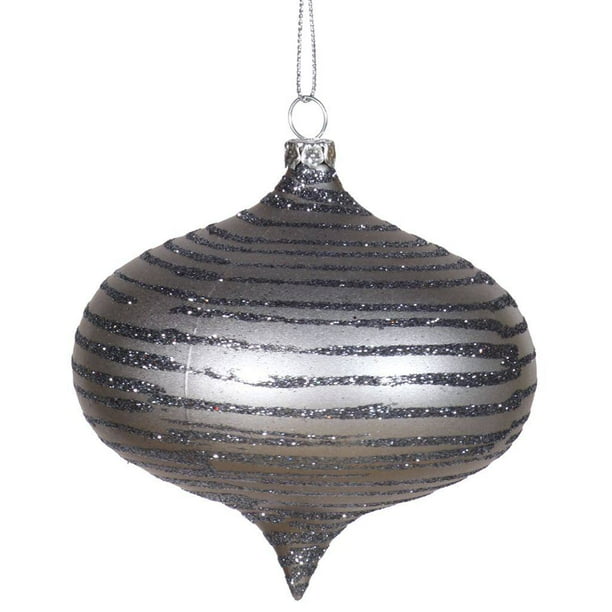 Vickerman 23760 4" Pewter Matte Glitter Onion Christmas Tree Ornament