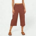 thumbnail image 4 of HKYNLAG Linen Pants Women Summer Fashion Plus Size Casual Solid Color Elastic Loose Capris Straight Wide Leg High Waisted Pants With Pocket Ginger S, 4 of 7