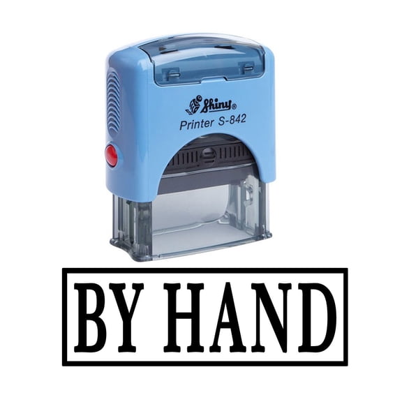 BY HAND Self Inking Rubber Stamp Custom Shiny Office Stationary Stamp