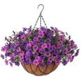 thumbnail image 1 of Cestas colgantes de flores de seda artificial con forma de margarita con eucalipto, 1 of 7