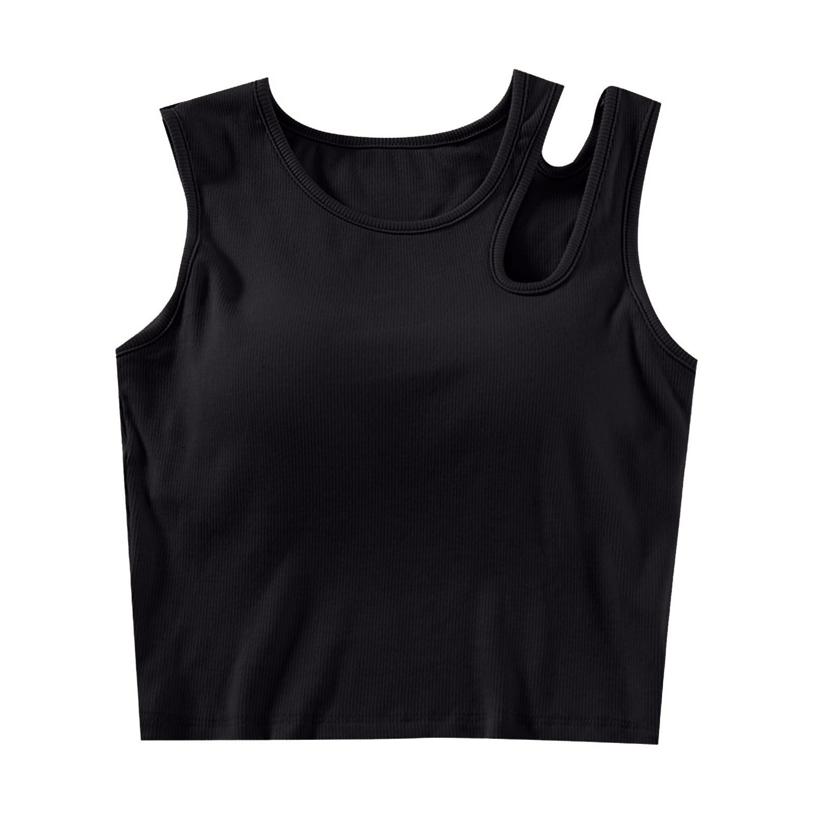 Xysaqa Tank Tops for Women Cut Out Sleeveless Crop Top Round Neck