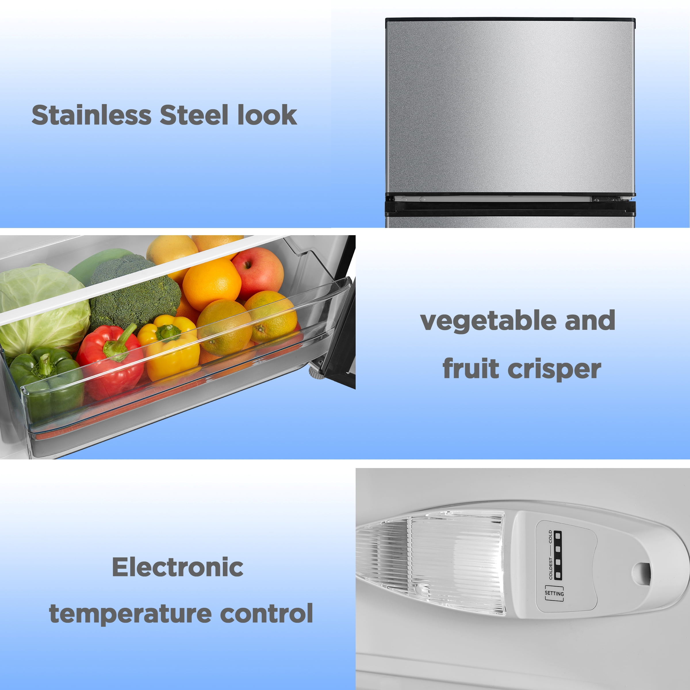 Mainstays 7.2 cu. ft. Energy Star 2-Door Refrigerator/Freezer with LED Lighting
