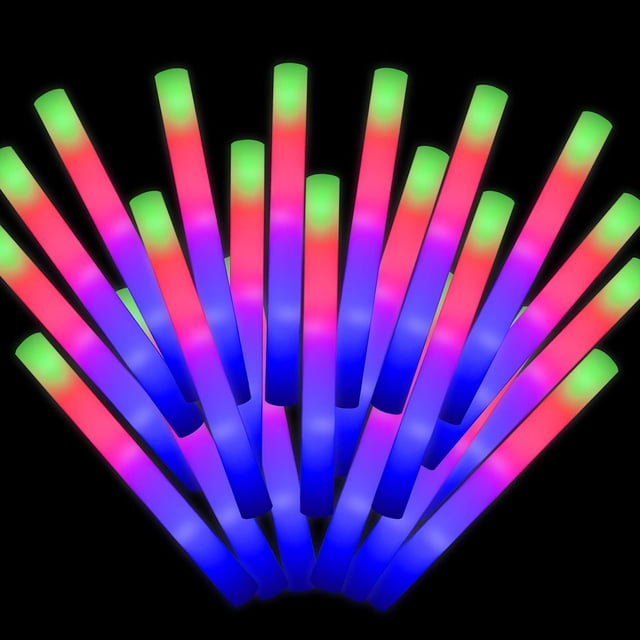 Palitos de espuma LED Blu7ive Glow, 42 unidades, 3 modos, fiesta parpadeante