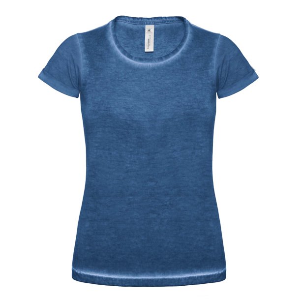 B&C Camiseta de manga corta Denim Plug In para chica/mujer (Azul)