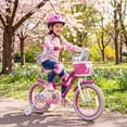 thumbnail image 4 of Gymax Vélo pour Enfants 16 Pieds' avec Roues Stabilisatrices, Freins à Rétropédalage à Main, Selle et Guidon Ajustables, 4 of 10