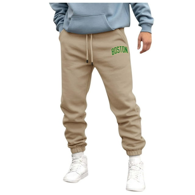 Zszcpp Work Pants Men Letter Print Solid Pockrt Daily Life Sports Long Running Cool Trousers Casual Trouser