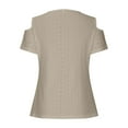 thumbnail image 4 of ZQGJB Off the Shoulder Tops for Women Dressy Casual Summer Short Sleeve Lace Crochet Eyelet V Neck Plain Tees Shirt Loose Lightweight Comfy Tunic Blouse Khaki XXL, 4 of 6