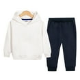 thumbnail image 2 of Ramiter Boys Clothes Size 10-12&nbsp;Youth Boys Clothes 2Pcs Long Sleeve Patchwork Hoodie Sweatshirt Sweatpants Boy Sweatsuit(Navy,12-18 Months), 2 of 6